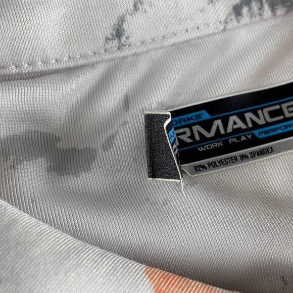 Roundtree & Yorke Performance Polo Shirt Men's XL White Short Sleeve Floral - Picture 6 of 8